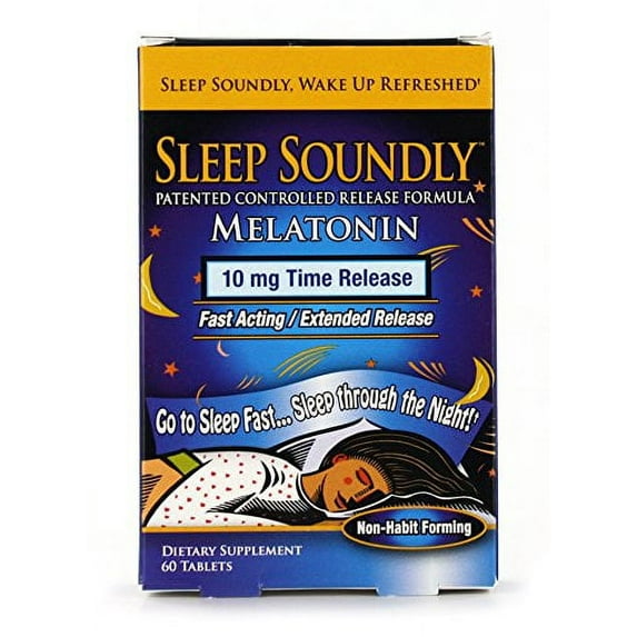 Sleep Soundly Melatonin 10mg, Fast Acting, Extended Release Sleep Formula, 60 servings