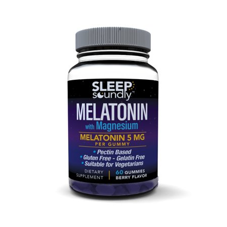 Sleep Soundly Melatonin and Magnesium Gummies, Nighttime Sleeping Aid, Melatonin 5 mg, Magnesium Citrate 1 mg, Berry Flavored, Fast Acting Sleep Formula, 60 Servings