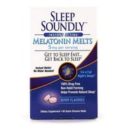 Sleep Soundly Melatonin Melts 5mg, Berry Flavor, Fast Acting Sleep Formula, 60 servings