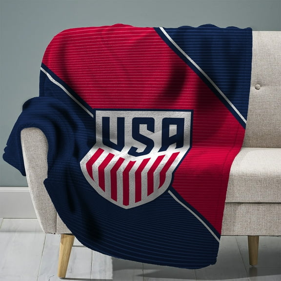 Sleep Squad US Soccer Federation Logo 60” x 80” Raschel Plush Blanket