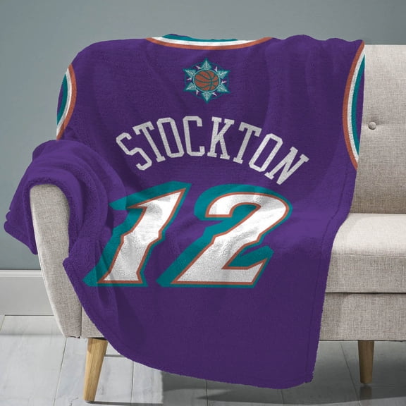 Sleep Squad Utah Jazz John Stockton 60 x 80 Raschel Plush Blanket