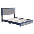 thumbnail image 1 of Sleep Sync Boyd Sleep Barcelona Diagonal Linen Upholstered Platform Bed Frame Blue King, 1 of 5