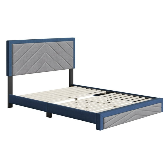 Sleep Sync Boyd Sleep Barcelona Diagonal Linen Upholstered Platform Bed Frame Blue King