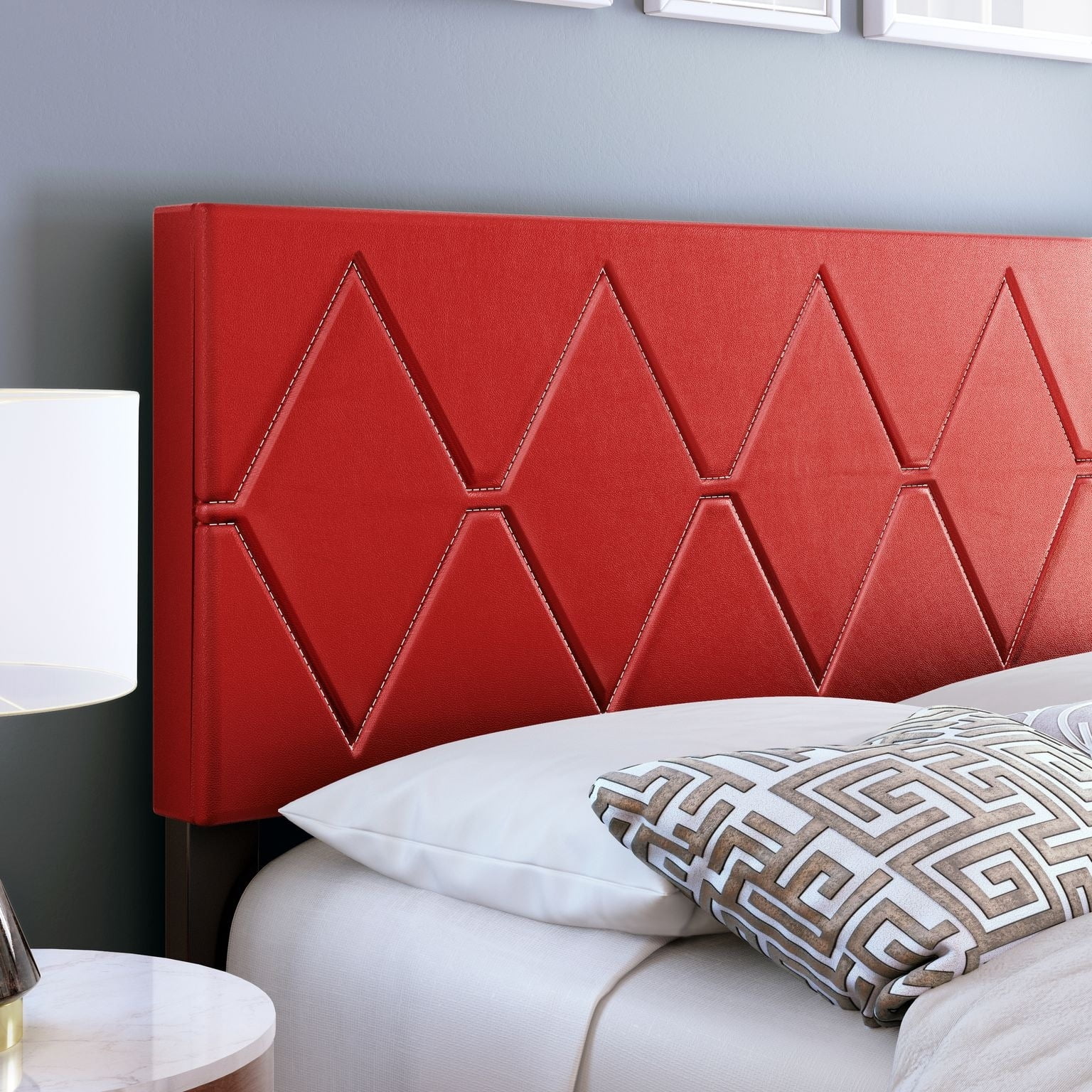 Ciara Queen Multicolor Faux Leather Tufted Upholstered Bed with Wood Frame