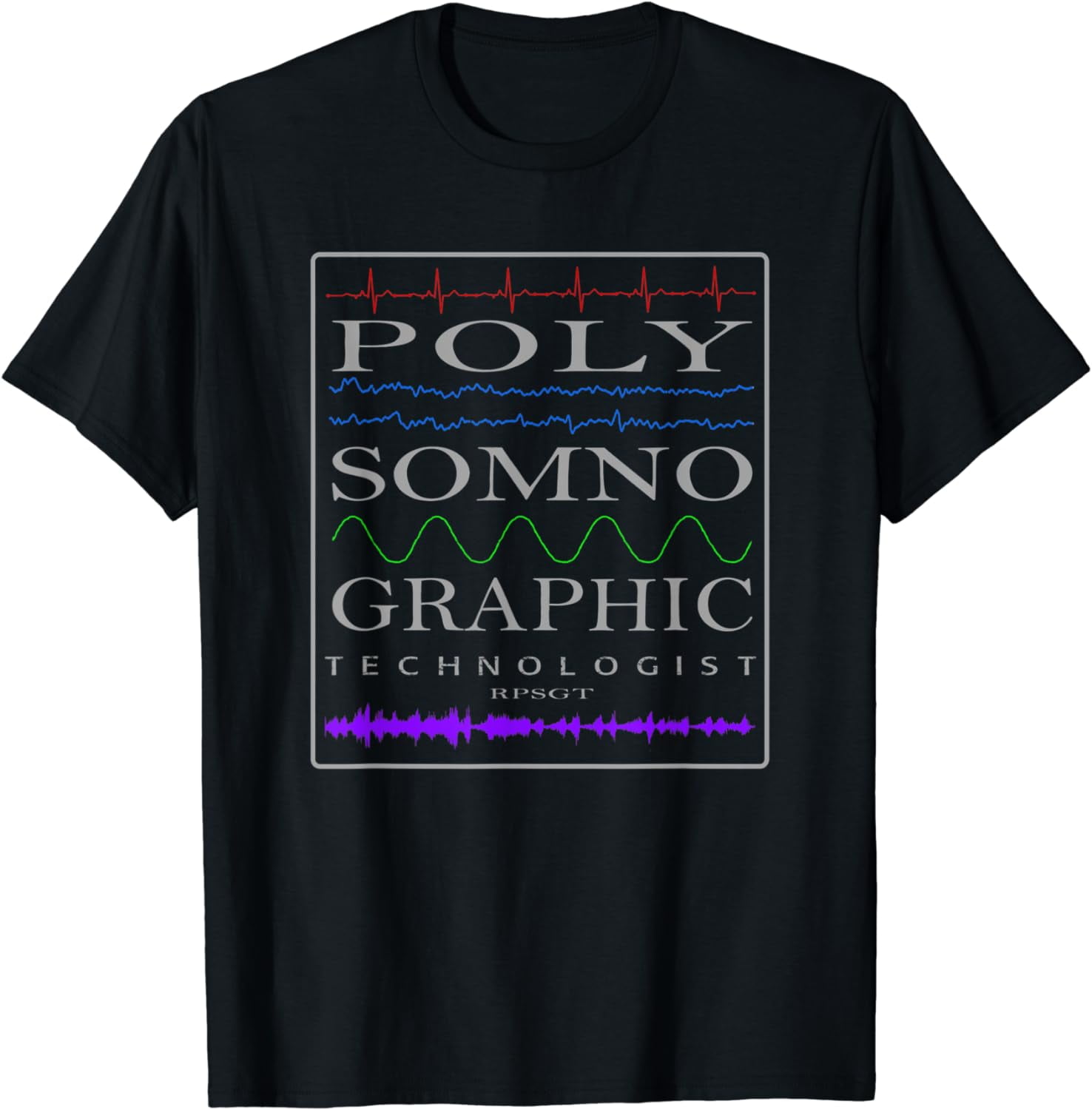 Sleep Tech - Sleep Lab - Polysomnographic Tech - Waveforms T-Shirt ...