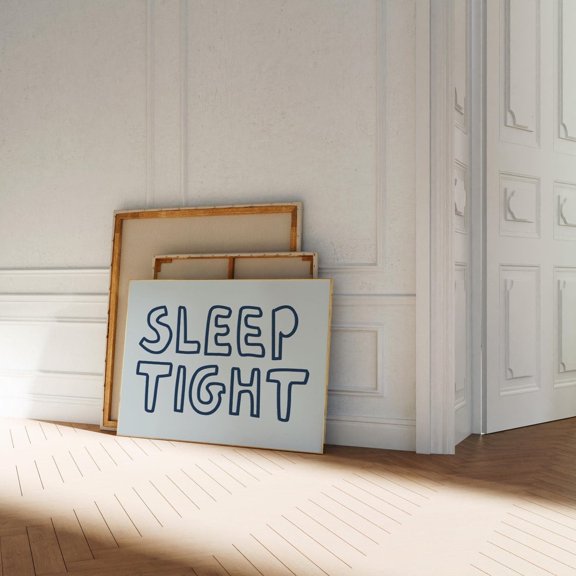 Sleep Tight Hand Drawn Typography Navy Blue Bedroom Wall Art UNFRAMED PAPER POSTER