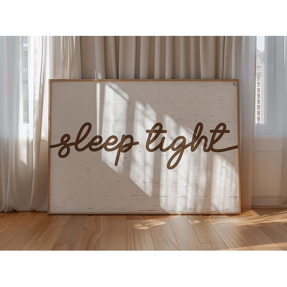 Sleep Tight Print - Rustic Farmhouse Wall Art - Sleep Quote For Cozy Bedroom Decor - Brown Script Poster Wall Art, Modern Wall Decor, 8x12 UNFRAMED