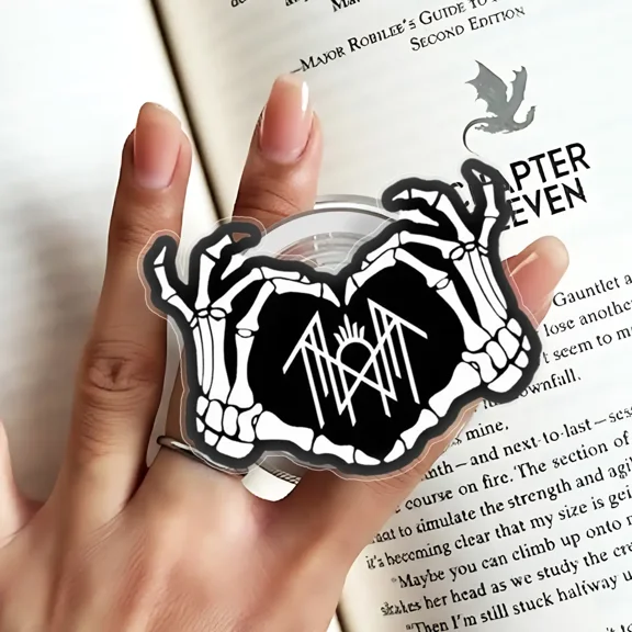 Sleep Token Gothic Skeleton Hand Heart Phone Grip Holder 3D Resin Dark Skull Bone Heart Occult Symbol Finger Ring Stand Aesthetic Goth Phone Accessory Universal Cell Phone Gift