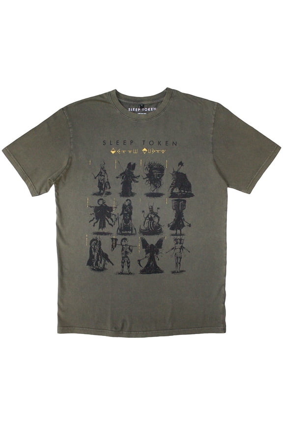 Sleep Token Men's Grid Stone Wash T-Shirt Green X-Large | Officially Licensed Merchandise