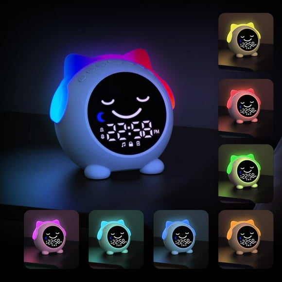 INXDOLHOM OK to Wake Alarm Clock for Kids, Toddler Sleep Training Clock with Night Light & Sound Machine for Boys Girls, White