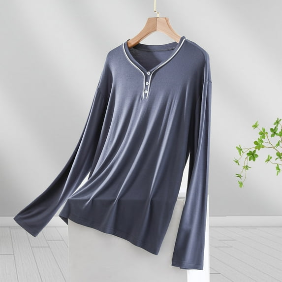 Sleep Wear Women's Pajama Tops Women Blouse Plain Casual Fashion Round-Neck Regular Long Sleeve Sleepwear Tops