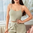 thumbnail image 1 of Sleep Wear for Womens Pajamas Sets for Women Ladies Pjs Fashion Women Solid Color Round Neck Short Sleeve High Waist Shorts Pajama Set, 1 of 3