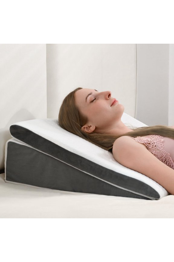 Sleep Wedge Pillow 24''x22''x7.5'' Multi-Use Support for Neck Back Leg Discomfort