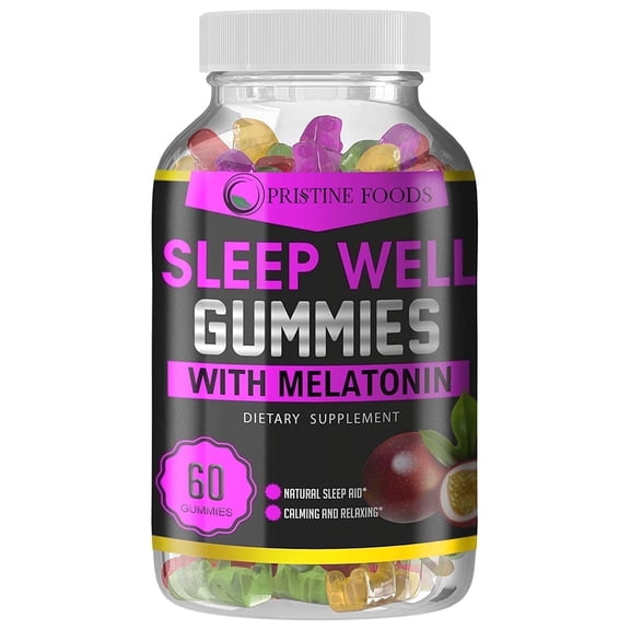 Pristine Foods Sleep Well Melatonin Gummies, Elderberry, 60 Counts