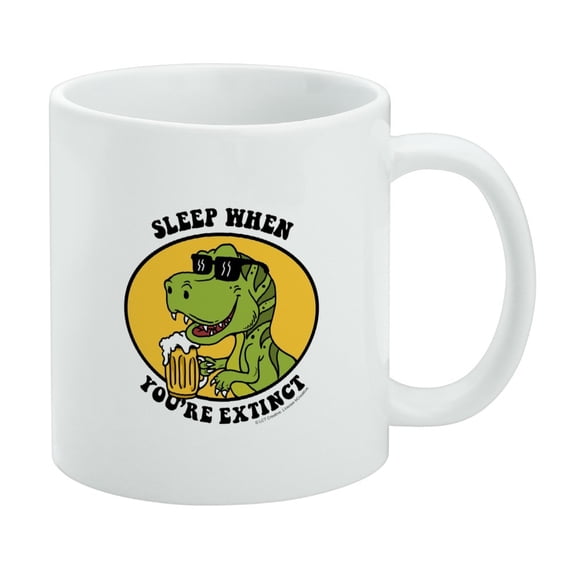 Sleep When Your Extinct Dinosaur Funny Humor White Mug
