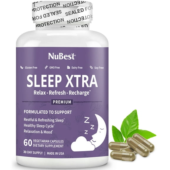 Sleep Xtra by NuBest, Supports Restful Sleep and Relaxation, Non-Habit-Forming, 60 Vegan Capsules