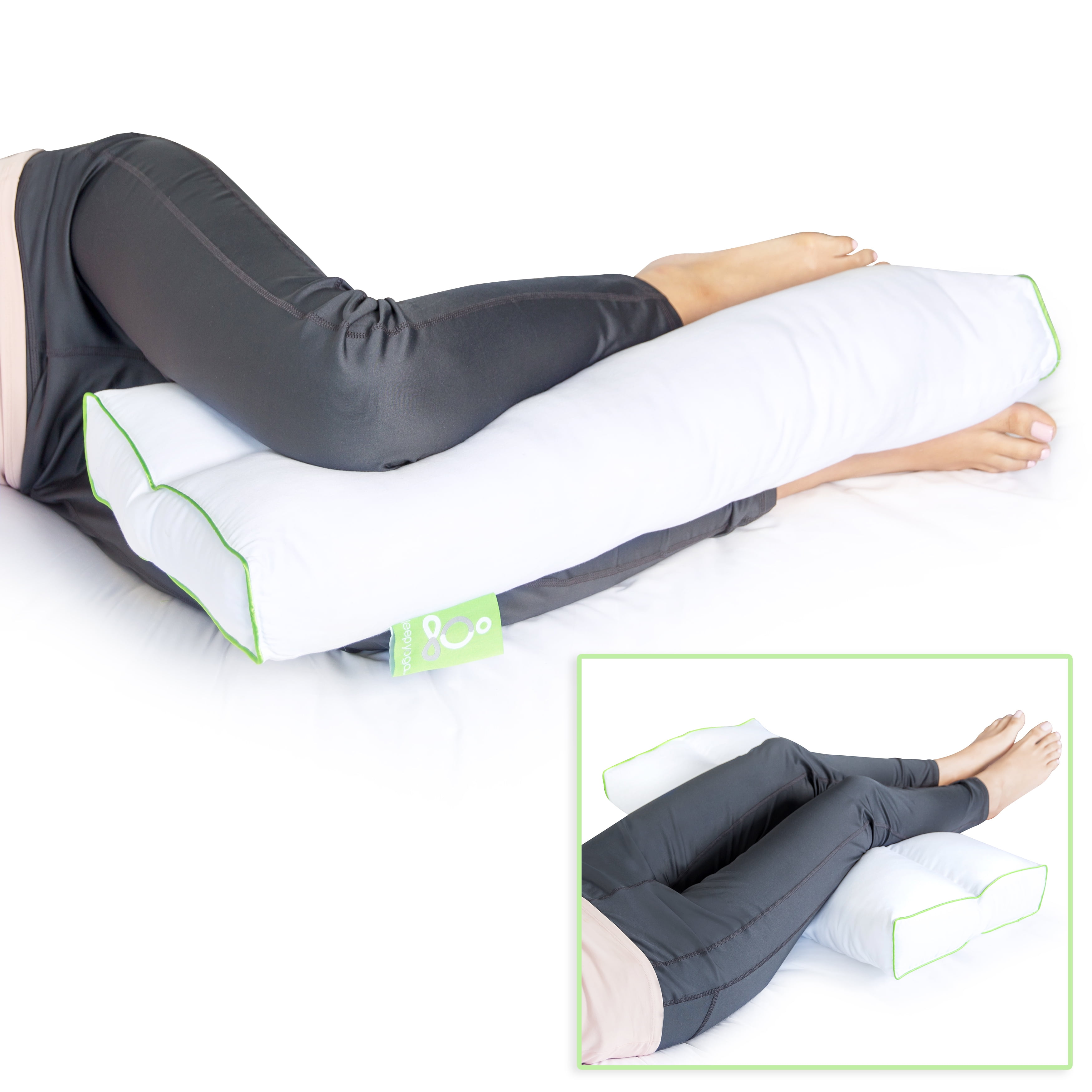 White Hypoallergenic Polyester Rectangular Knee Pillow