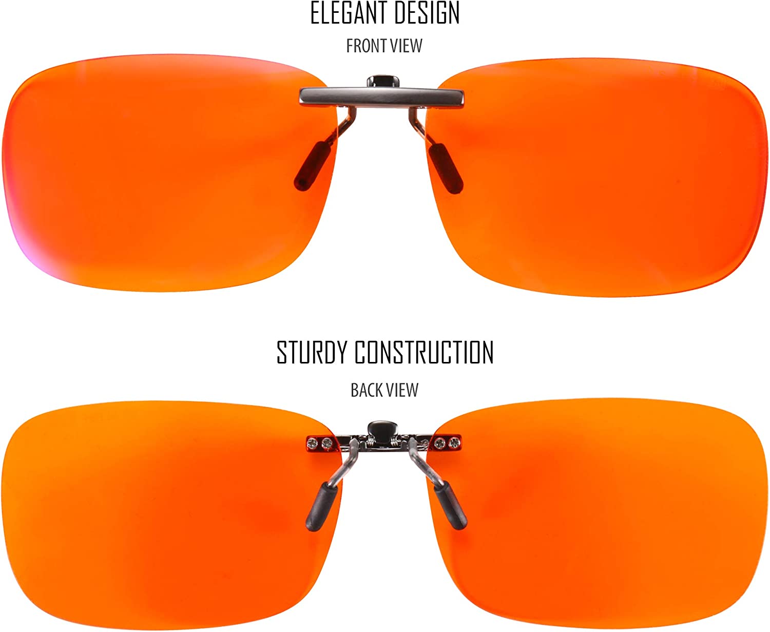 Sleep ZM Clip On Blue Light Glasses Men & Women 99.9 Orange Blue