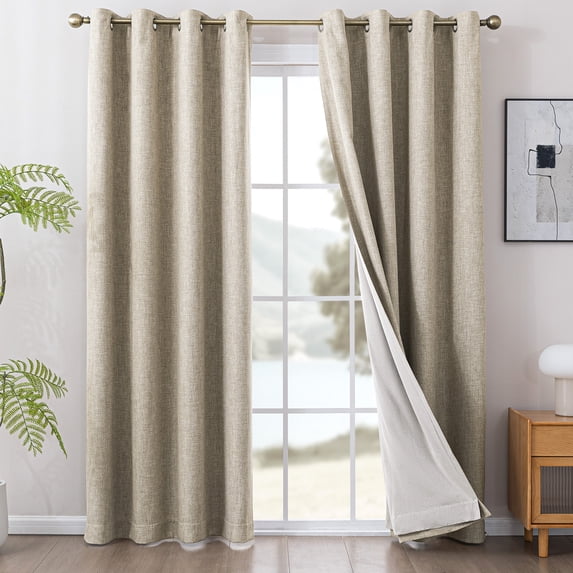 Sleep Zone 100% Blackout Curtains for Bedroom Full Light Blocking Curtains, Two-Sided Reversible Window Curtain for Living Room 2 Panels, 52" x 63" Coffee