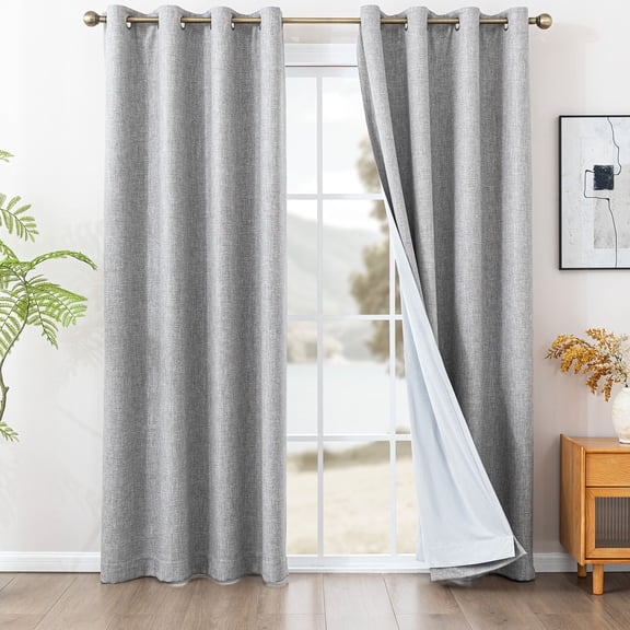 Sleep Zone 100% Blackout Curtains for Bedroom Full Light Blocking Curtains, Two-Sided Reversible Window Curtain for Living Room 2 Panels, 52" x 84" Gray