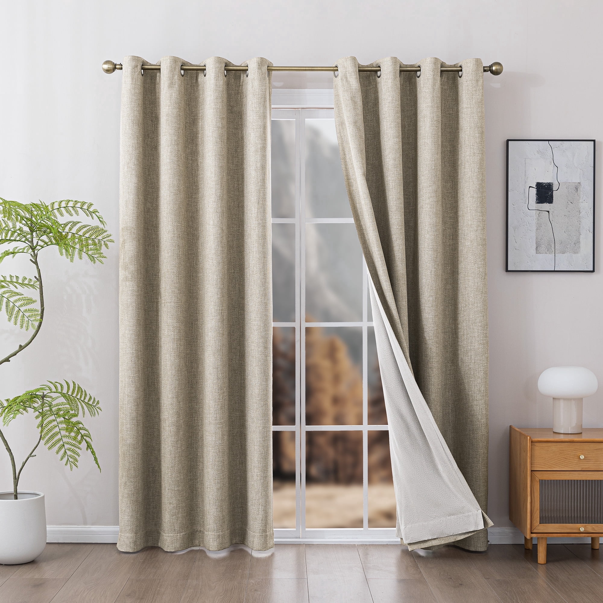 Sleep Zone 100% Blackout Curtains for Bedroom Full Light Blocking Curtains, Two-Sided Reversible Window Curtain for Living Room 2 Panels, 52" x 84" Coffee