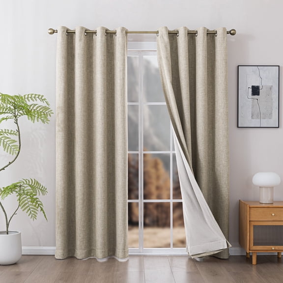 Sleep Zone 100% Blackout Curtains for Bedroom Full Light Blocking Curtains, Two-Sided Reversible Window Curtain for Living Room 2 Panels, 52" x 84" Coffee
