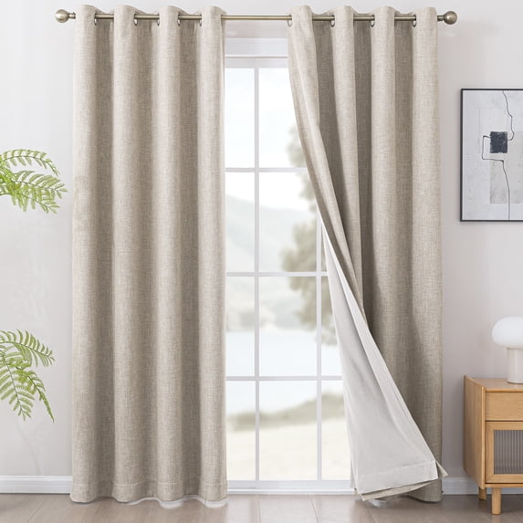 Sleep Zone 100% Blackout Curtains for Bedroom Full Light Blocking Curtains, Two-Sided Reversible Window Curtain for Living Room 2 Panels, 52" x 84" Taupe