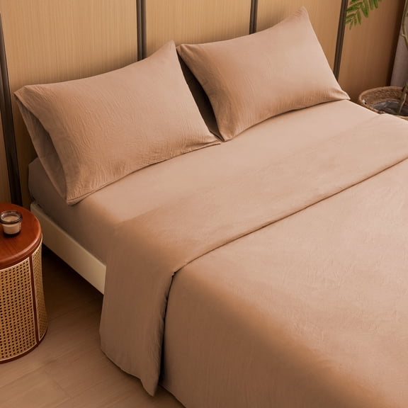 Sleep Zone Queen Washed Microfiber Sheet Set, Brown 14 Inch Deep Pocket, Ultra Soft All Season