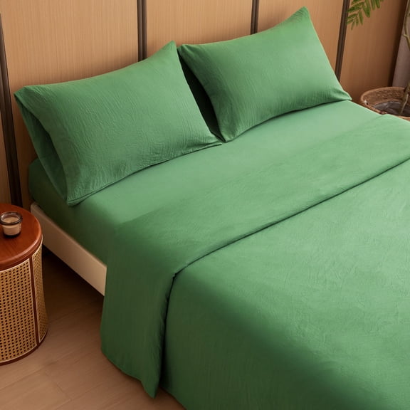 Sleep Zone Twin Washed Microfiber Sheet Set, Green 14 Inch Deep Pocket, Ultra Soft All Season