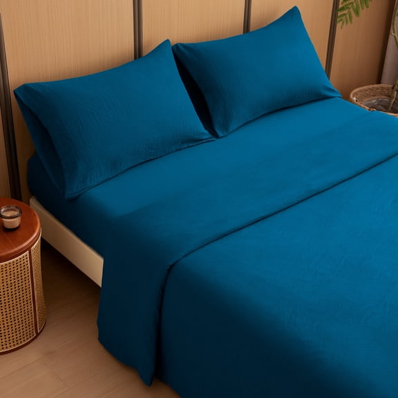 Sleep Zone Twin Washed Microfiber Sheet Set, Navy Blue 14 Inch Deep Pocket, Ultra Soft All Season