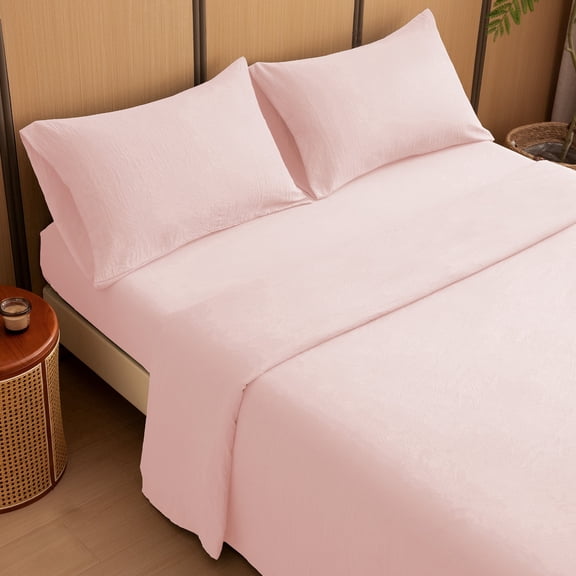 Sleep Zone King Washed Microfiber Sheet Set, Pink 14 Inch Deep Pocket, Ultra Soft For All Season