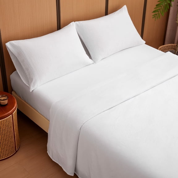 Sleep Zone Queen Washed Microfiber Sheet Set, White 14 Inch Deep Pocket, Ultra Soft All Season