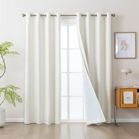 Sleep Zone Jacquard Blackout Curtain, Chevron Full Light Blocking Window Curtain Drapes for Living Room Bedroom 2 Panels, 42" x 84" Ivory White