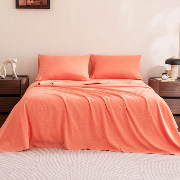 Sleep Zone Full Cationic Microfiber Sheet Set, Coral 16 Inch Deep Pocket, Ultra Soft Breathable