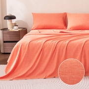 Sleep Zone Twin Cationic Microfiber Sheet Set, Coral 16 Inch Deep Pocket, Ultra Soft Breathable