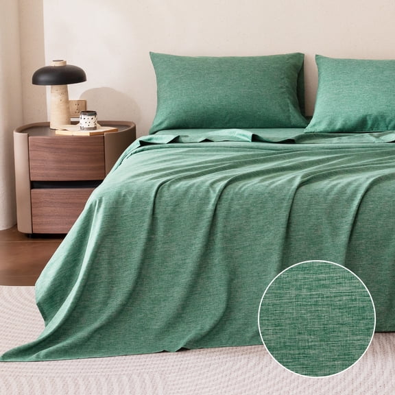 Sleep Zone Full Cationic Microfiber Sheet Set, Green 16 Inch Deep Pocket, Ultra Soft Breathable