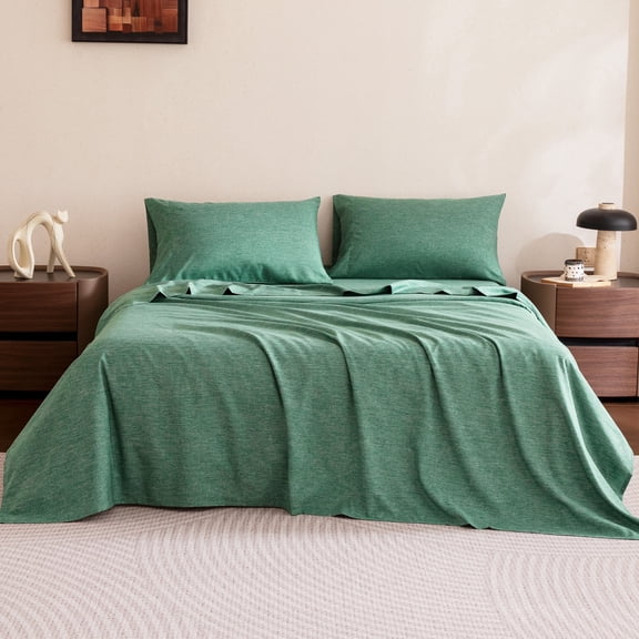 Sleep Zone Full Cationic Microfiber Sheet Set, Green 16 Inch Deep Pocket, Ultra Soft Breathable