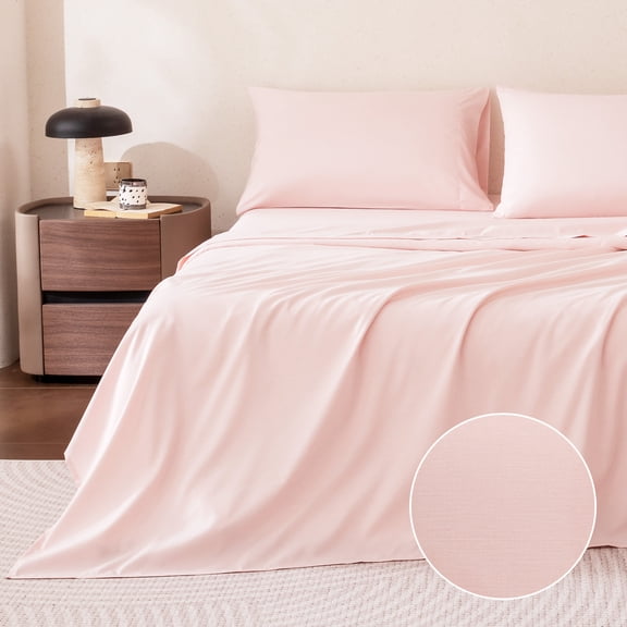 Sleep Zone Full Cationic Microfiber Sheet Set, Pink 16 Inch Deep Pocket, Ultra Soft Breathable