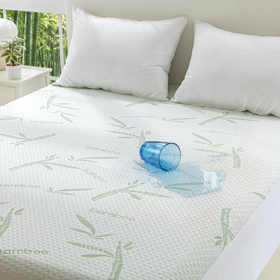 Sleep Zone 100% Waterproof Bamboo Mattress Protector, Ultra Soft Breathable Mattress Cover, OEKO-TEX Certified, Deep Pocket up to 21", White, Full