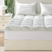Sleep Zone Bamboo Mattress Topper California King with Deep Pockets, Soft Breathable Mattress Pad, White