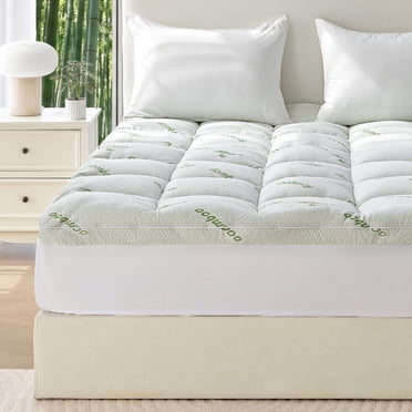 Sleep Zone 11oz Bamboo Cooling Mattress Pad, Soft Breathable Mattress ...