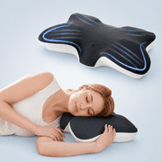 Sleep Zone Butterfly Memory Foam Neck Pillow, Cervical Pillow with Cooling Cover for Side Sleeper