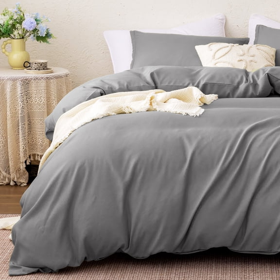 Sleep Zone 90gsm Duvet Cover Set King Soft Microfiber Bedding with Zipper & Corner Ties, Gray