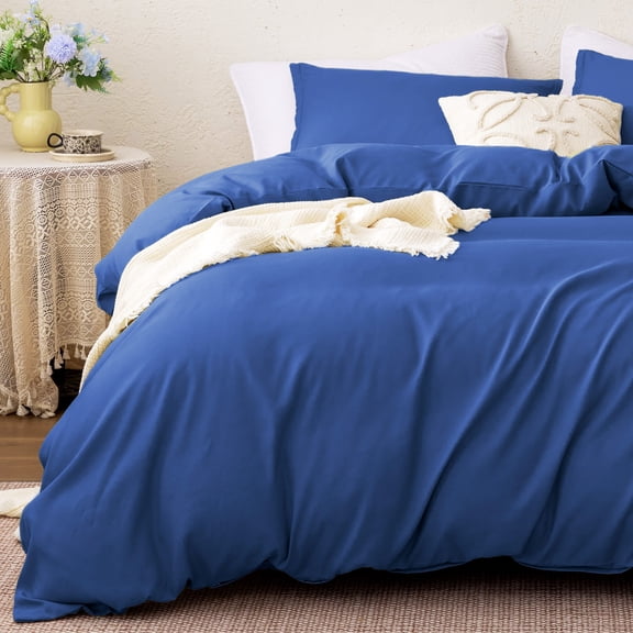 Sleep Zone 90gsm Duvet Cover Set King Soft Microfiber Bedding with Zipper & Corner Ties, Navy Blue
