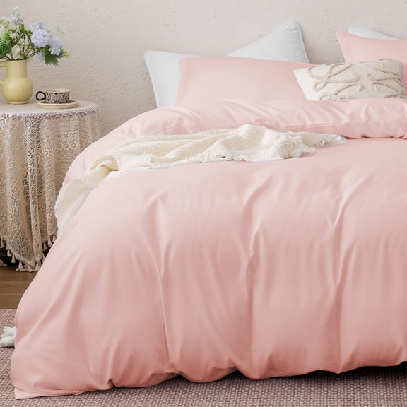 Sleep Zone 90gsm Duvet Cover Set Twin/Twin XL Soft Microfiber Bedding with Zipper & Corner Ties, Pink