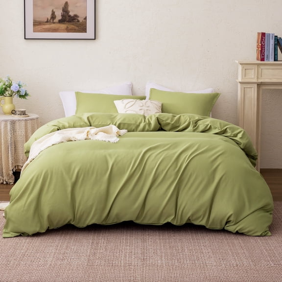 Sleep Zone 90gsm Duvet Cover Set Full Soft Microfiber Bedding with Zipper & Corner Ties, Sage Green