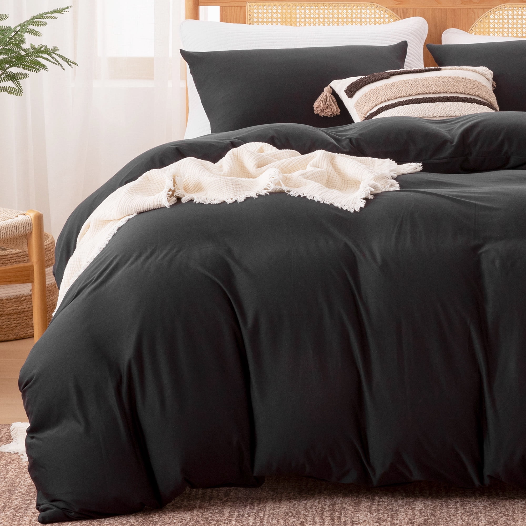 Sleep Zone 145gsm Jersey Knit Duvet Cover Set Queen, 3 Pieces Soft