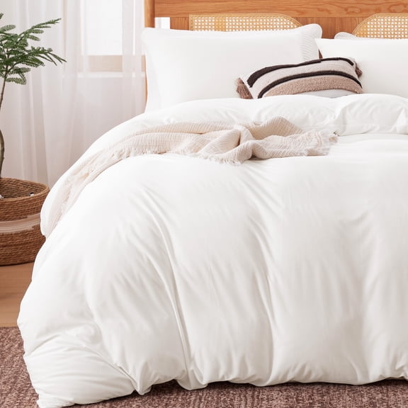 Sleep Zone 145gsm Jersey Knit Duvet Cover Set Queen, 3 Pieces Soft Durable Bedding Set, White