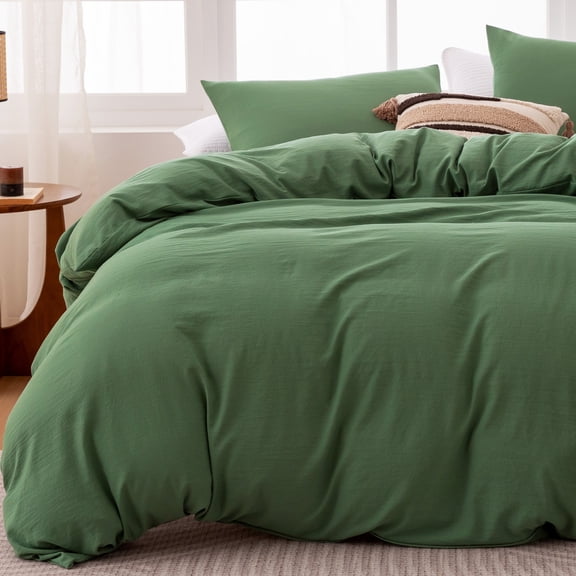 Sleep Zone Washed Microfiber 100gsm Duvet Cover Set, All Season Bedding, Full Green