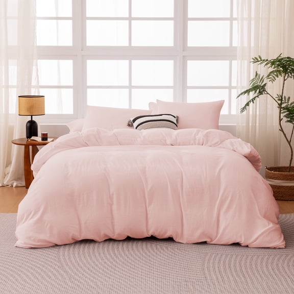 Sleep Zone Washed Microfiber 100gsm Duvet Cover Set, All Season Bedding, Twin/Twin-XL Pink